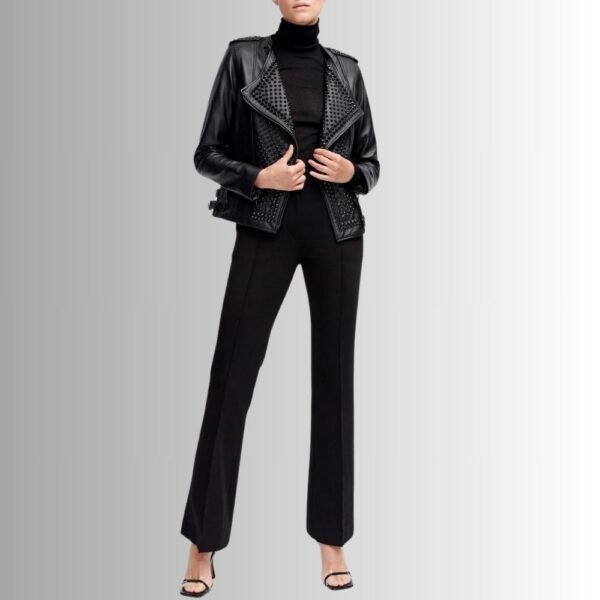 Perfecto Cuir Clouté Femme - Noir