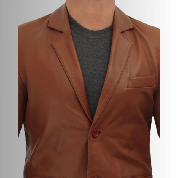 Blazer en cuir marron pour homme
