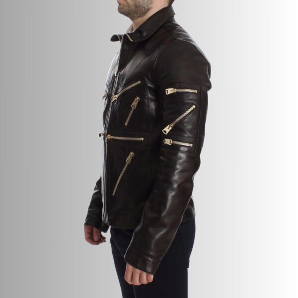 ZipMatrix – Veste Cuir Homme Agneau – Design à Fermetures Multiples
