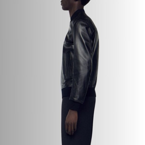 Noir Élite – Veste Cuir Homme Noire Style Bomber Luxe