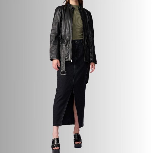 Veste 3/4 Cuir Femme - Longue Veinture