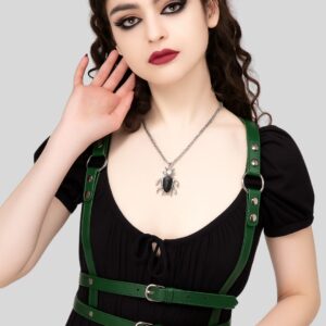 Émeraude Nocturne – Harnais en Cuir Vert pour Femme