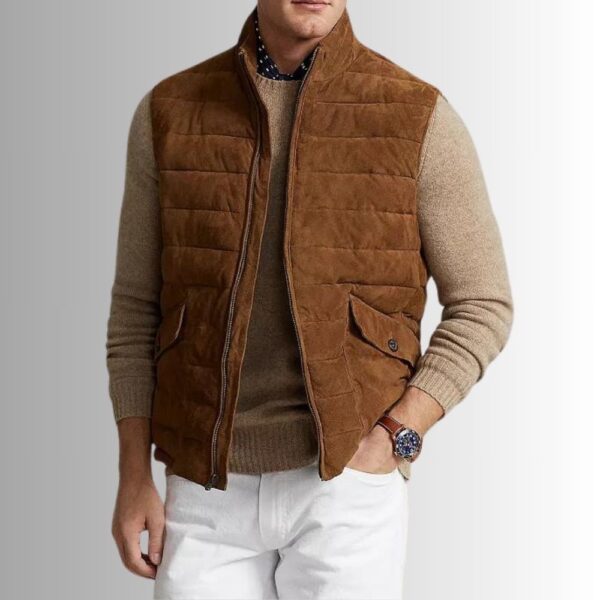 Veste Sans Manche Daim Pour Homme - Matelassée