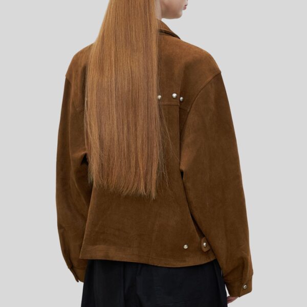 StudLine – Veste en Daim Marron à Clous pour Femme