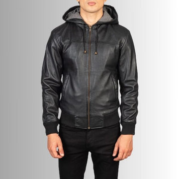 Noir Urbain – Veste cuir homme à capuche – Look streetwear