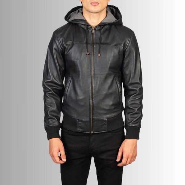 Noir Urbain – Veste cuir homme à capuche – Look streetwear