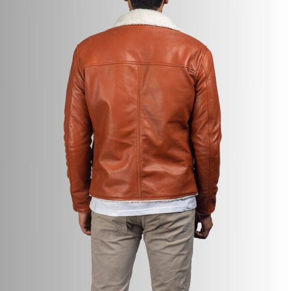 Rust Héritage – Veste cuir marron col mouton homme – Style rétro chic
