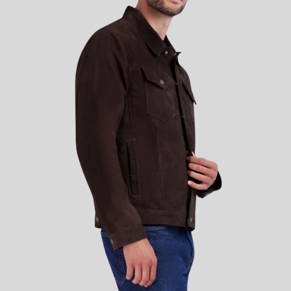 Mocha Ridge – Veste De Camionneur En Daim Marron Foncé pour Homme