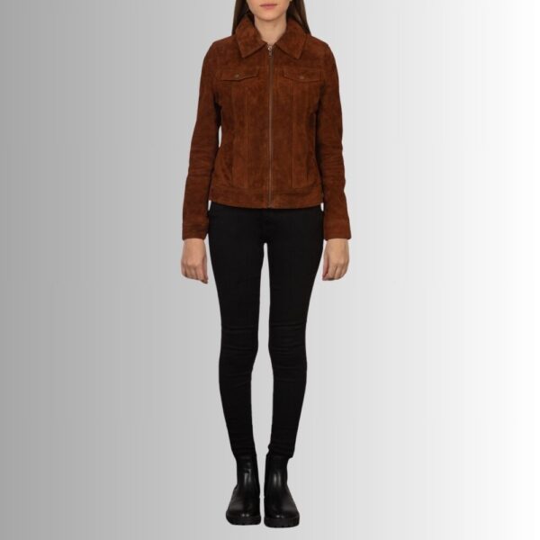 Veste En Daim Marron Femme - Classique