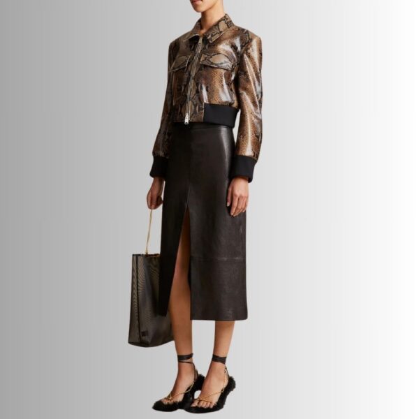 Veste En Cuir Femme Courte - Python En Relief