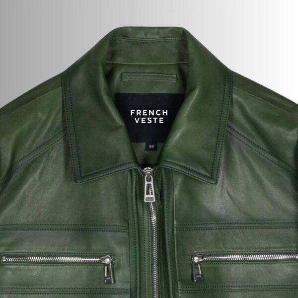 Vert Distingué – Veste cuir verte homme – Coupe droite moderne
