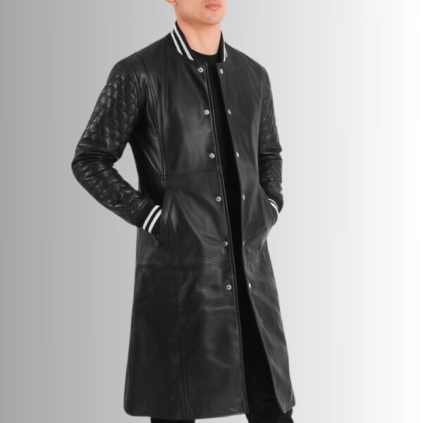 Long Manteau Homme Cuir - Style Universitaire