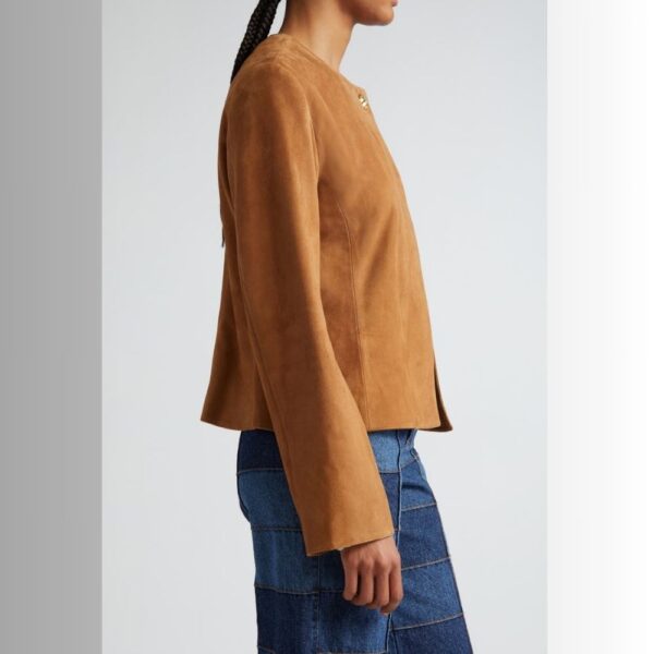 Veste En Daim Femme Marron - Collier Bijou