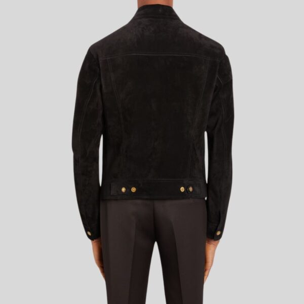 Onyx Crest – Veste En Daim Noire Pour Homme Élégante