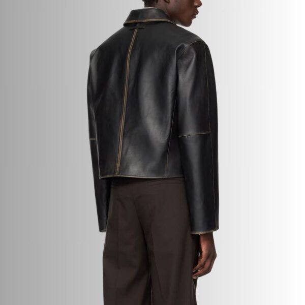 Noir Fade – Veste Cuir Noire Homme – Finition Délavée Luxe