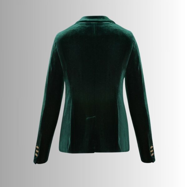 Blazer Femme Velours Vert – Col à Revers Chic