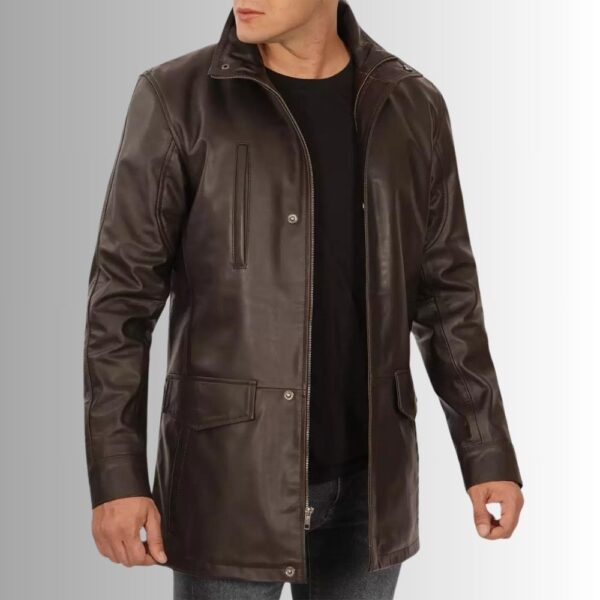 Manteau Cuir Homme Moto - Marron Foncé