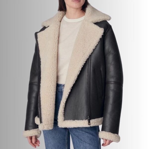 Bombardier Noir Femme - Cuir d'agneau