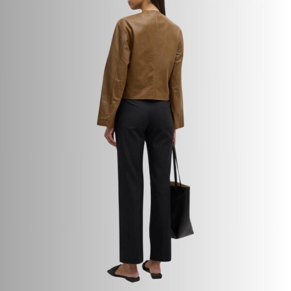 Veste Cuir Sans Col Femme - Manches Longues