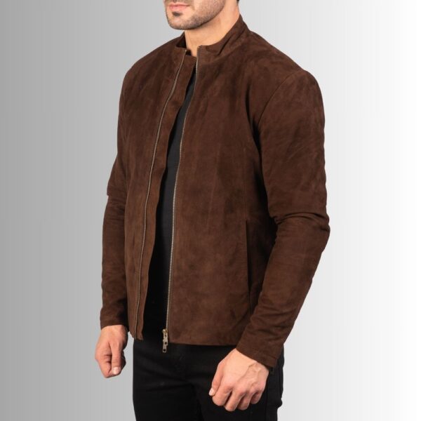 Veste Homme Marron Daim - Style Motard