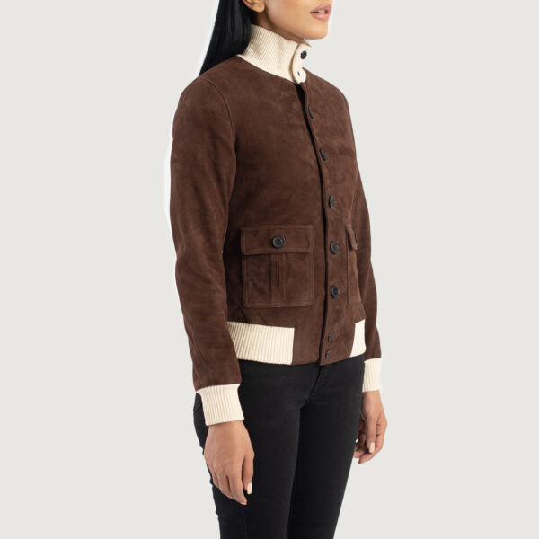 Blouson Daim Marron Femme