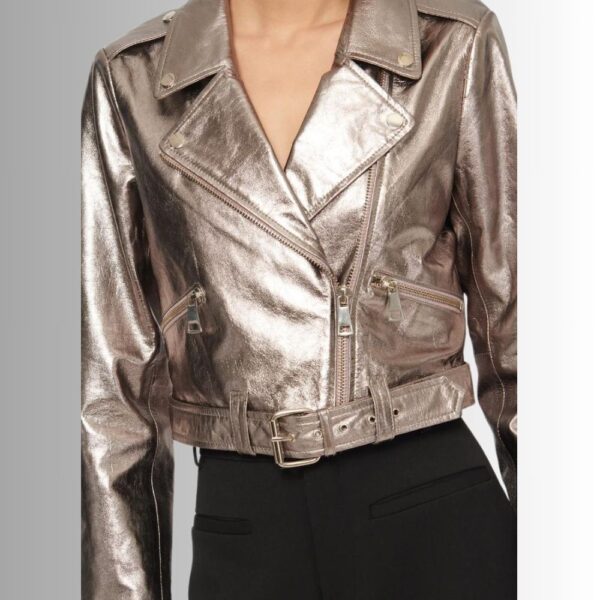 Perfecto Cuir Femme Agneau - Métallique