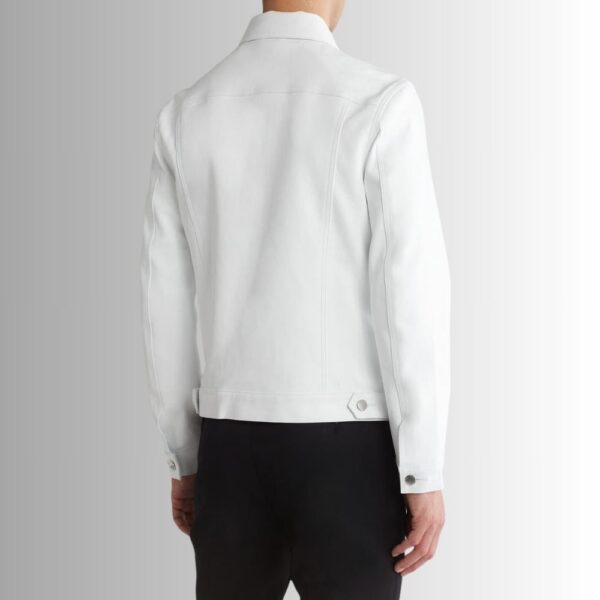 Blanc Camionneur – Veste cuir homme blanche – Style trucker moderne