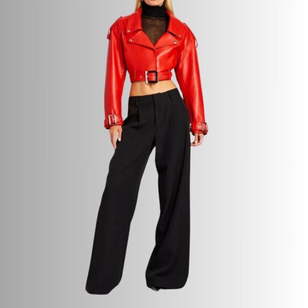 Perfecto Cuir Femme Rouge - Tondue