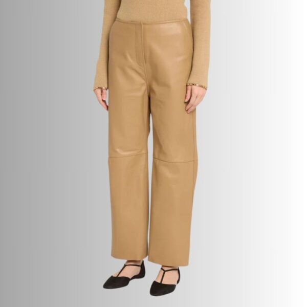 Pantalon Cuir Camel Femme - Panneaux