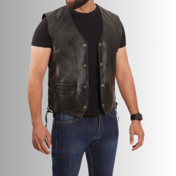Gilet Cuir Biker Homme - Cuir d'agneau de première qualité