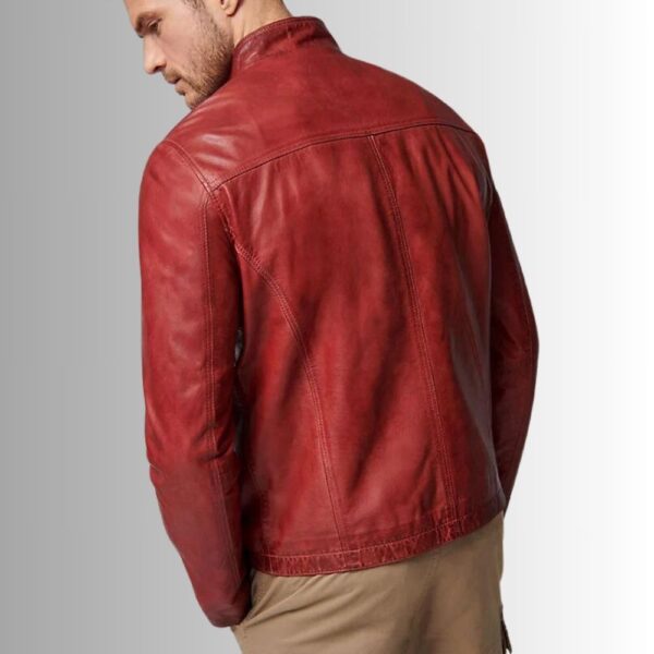 Rouge Prestige – Veste en cuir homme rouge – Coupe ajustée