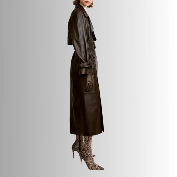Manteau Cuir Marron Femme – Trench en Cuir d'Agneau