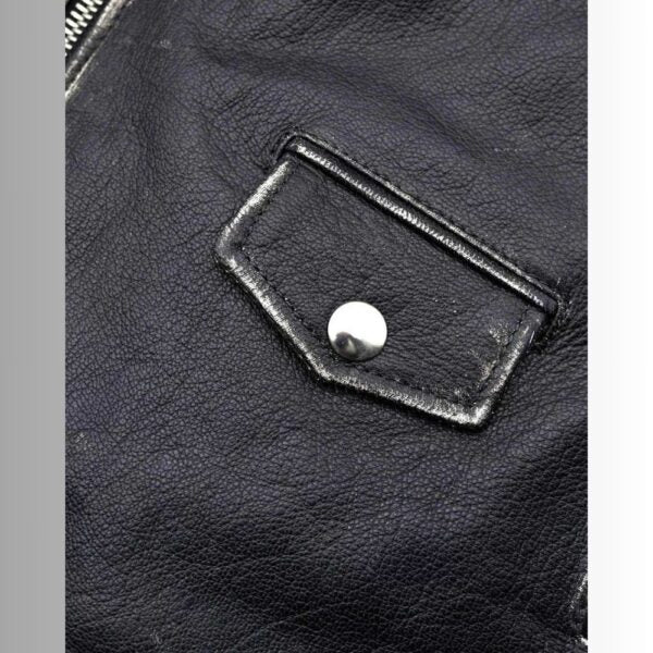 Gilet En Cuir Homme - Style motard en détresse