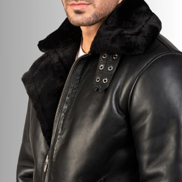 Blouson Peau Lainée Homme - Noir