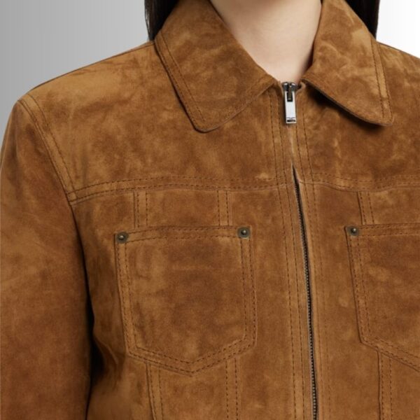 Veste Marron Daim Femme - Style Camionneur