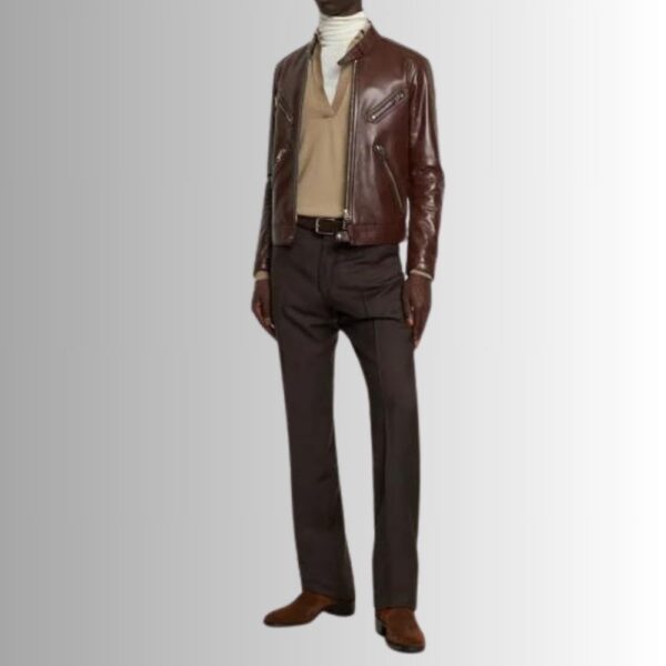 RustForge – Veste Cuir Homme Marron – Style Biker Zippé