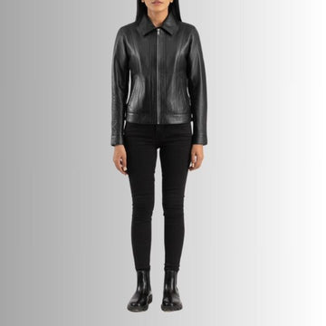 Veste Noir Cuir Femme - Classique