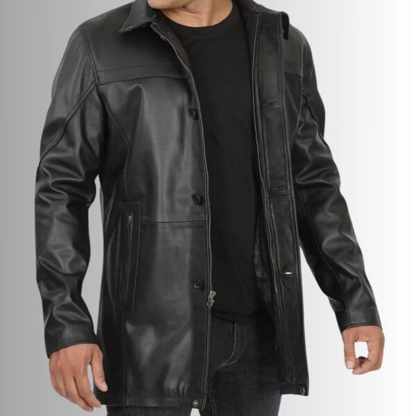 Manteau Cuir Noir Homme - Style Sportif