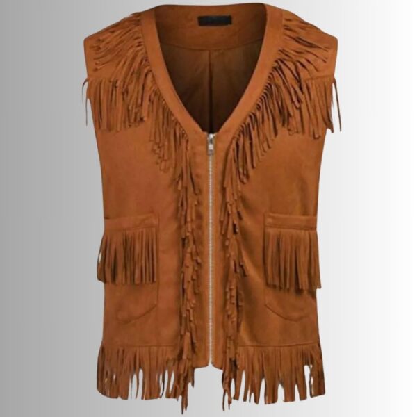 Gilet Cuir Cowboy Homme - Bordé