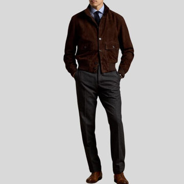 Terra Forte – Veste Marron Foncé en Daim d'Agneau