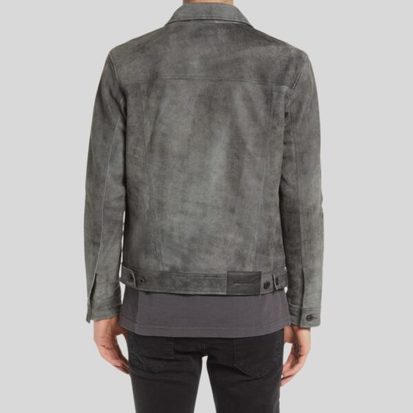 Grey Drift – Veste Daim Gris Homme Coupe Trucker Moderne