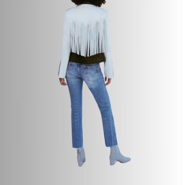 Veste Cuir Noir Et Blanc Pour Femme - Perfecto à l'occidentale