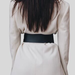 Ceinture Corset Noire en Cuir Véritable Pour Femme