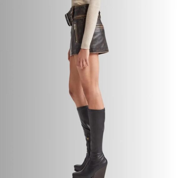 Micro Jupe Cuir Pour Femme - Style Ceinturé