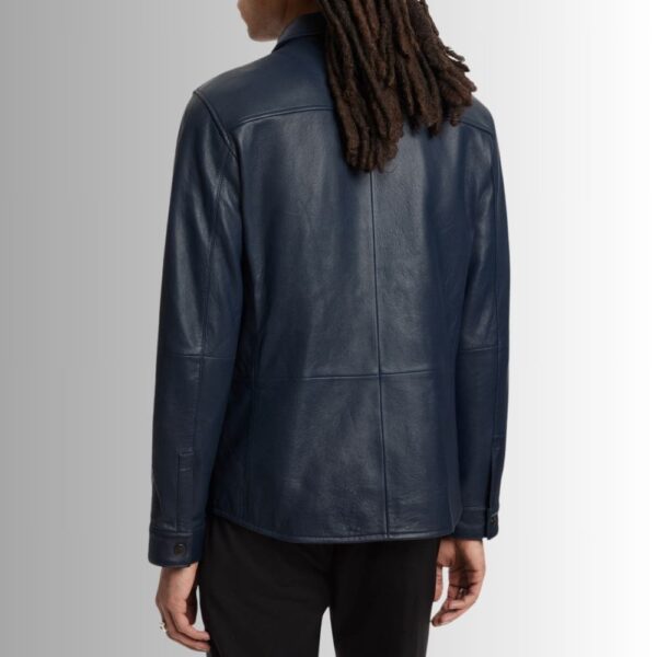 InkRidge – Surchemise Cuir Bleu Homme à Col Chemise