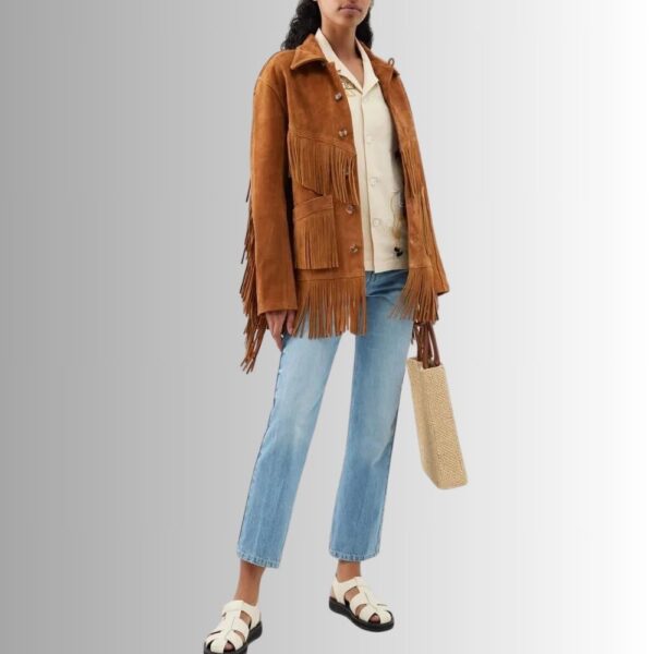 Veste Daim Franges Femme
