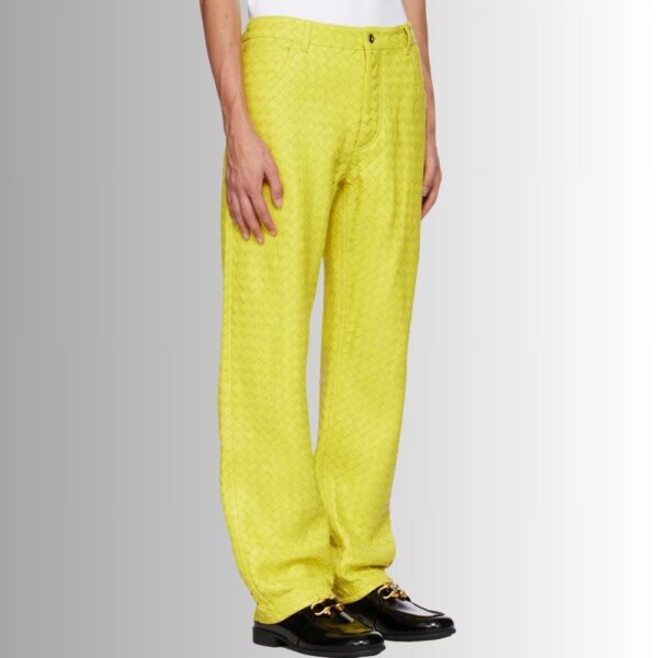 Pantalon Homme Cuir Agneau - Jaune