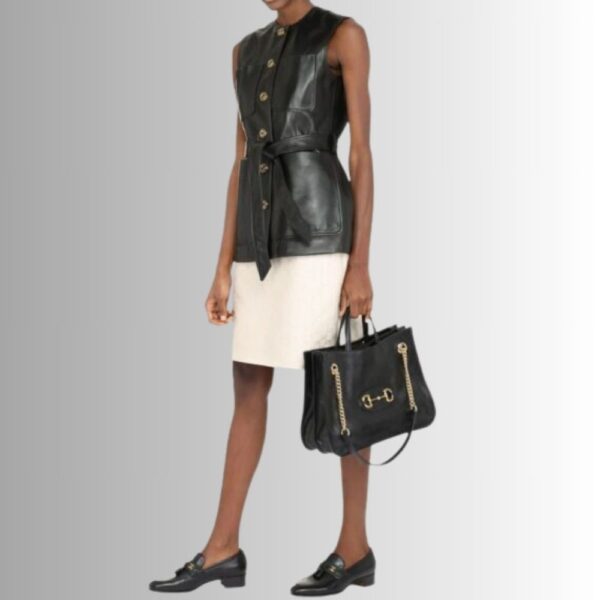 Gilet Cuir Biker Femme - Style Ceinturé