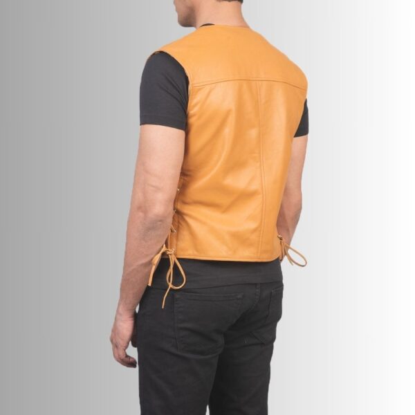 Veste En Cuir Sans Manche Homme - Marron Clair