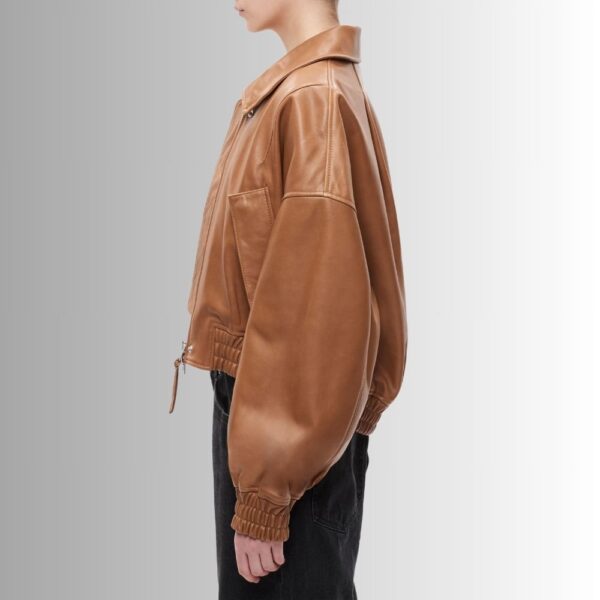 Veste En Cuir Camel Femme - Elle